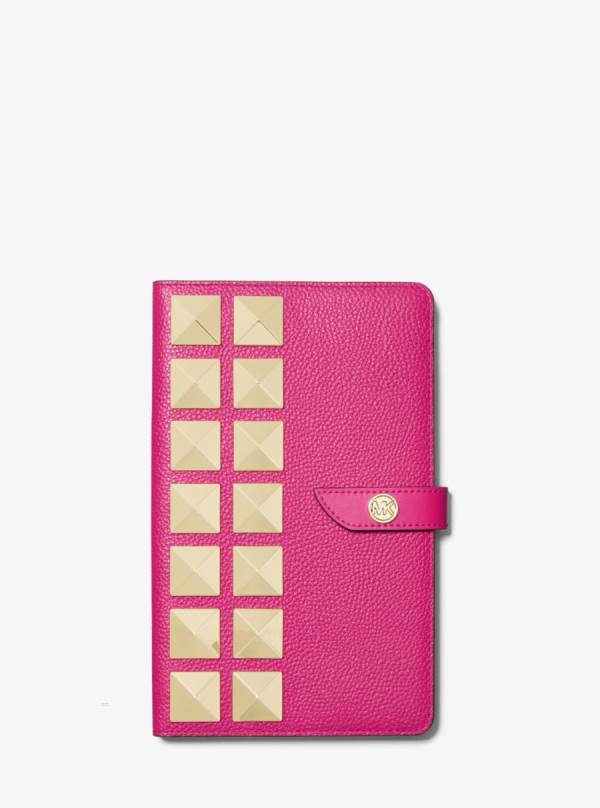 Damske Zápisník Michael Kors Medium Studded Pebbled Leather Ruzove - Doplnky Michael Kors Akcia | ZCUQO-8270
